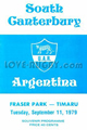 South Canterbury v Argentina 1979 rugby  Programme